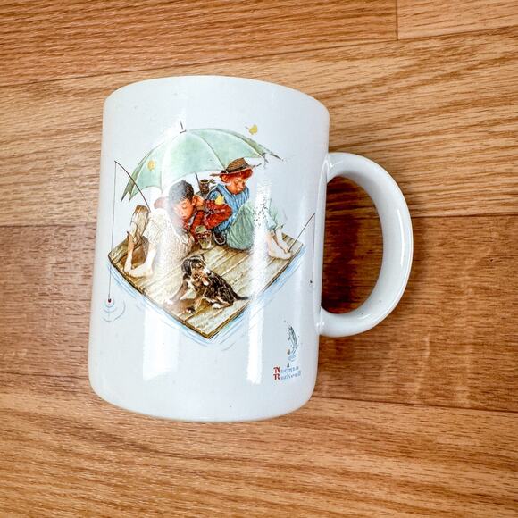 Vintage 1987 Norman Rockwell Coffee Mug Fishermans Paradise Collectible - Picture 1 of 5